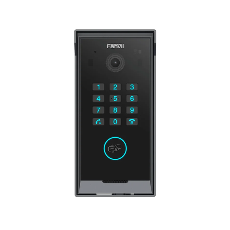 Fanvil i60K, interphone vidéo IP pour grand bâtiment avec clavier numérique et lecteur de carte, écran rétroéclairé, noir, Supporte plus de 1000 postes de téléphones et/ou moniteurs