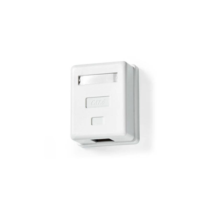 Prise Mural RJ45 UTP - Apparent - 1 Port - Boîte murale réseau Montage en surface - 1-Port port(s) - UTP CAT6 - Droit Femelle - Plaqué or - ABS - Blanc