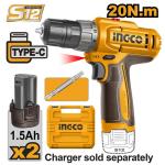CDLI12206 – Perceuse-visseuse sans fil INGCO 12V, 20 Nm, 2 batteries