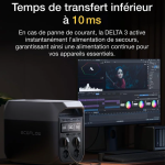 Station électrique portable EcoFlow DELTA 3, 1024 Wh de capacité, cellules LFP, 70% de charge en 30 min, extensible jusqu'à 5 kWh, générateur solaire pour camping, RV, l'alimentation de secours