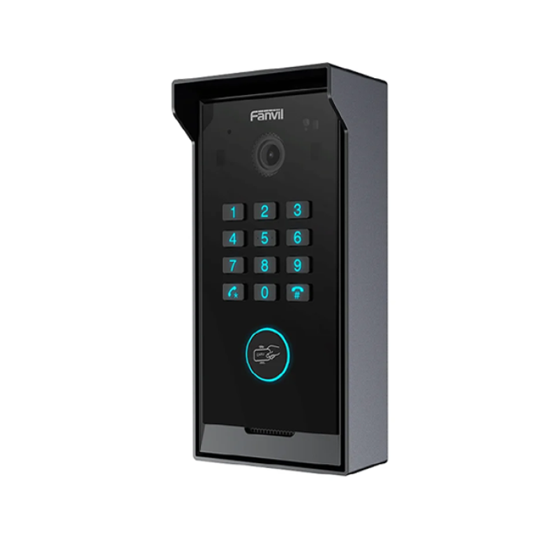 Fanvil i60K, interphone vidéo IP pour grand bâtiment avec clavier numérique et lecteur de carte, écran rétroéclairé, noir, Supporte plus de 1000 postes de téléphones et/ou moniteurs