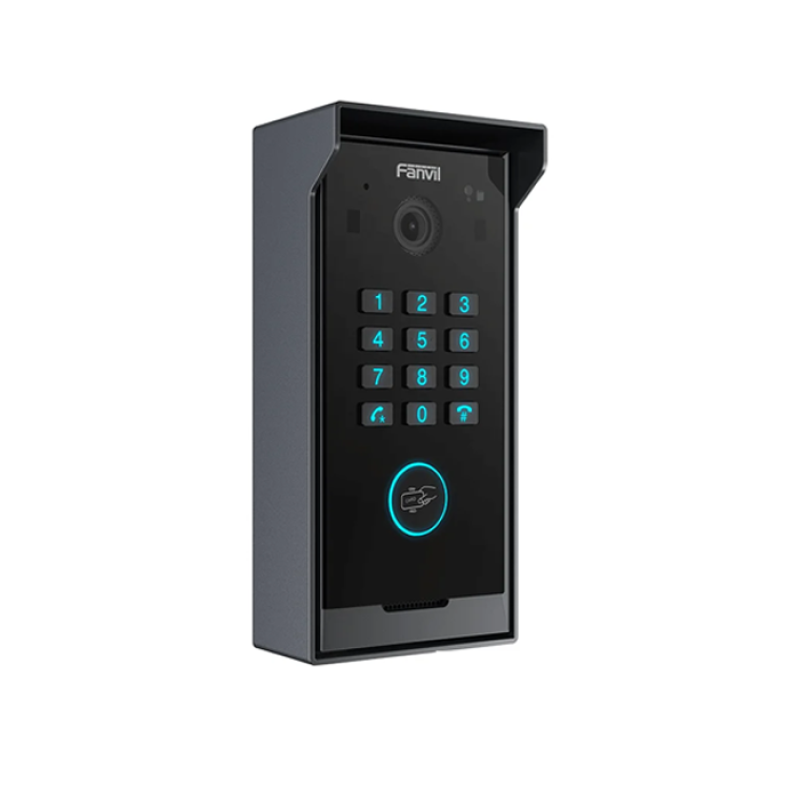 Fanvil i60K, interphone vidéo IP pour grand bâtiment avec clavier numérique et lecteur de carte, écran rétroéclairé, noir, Supporte plus de 1000 postes de téléphones et/ou moniteurs