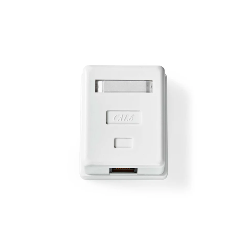 Prise Mural RJ45 UTP - Apparent - 1 Port - Boîte murale réseau Montage en surface - 1-Port port(s) - UTP CAT6 - Droit Femelle - Plaqué or - ABS - Blanc