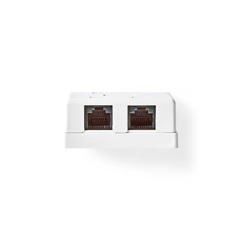 Prise Mural RJ45 UTP - Apparent - 2 Ports - Boîte murale réseau - Montage en surface - 2-Port port(s) - UTP CAT6 - Droit - Femelle - Plaqué or - PVC - Blanc