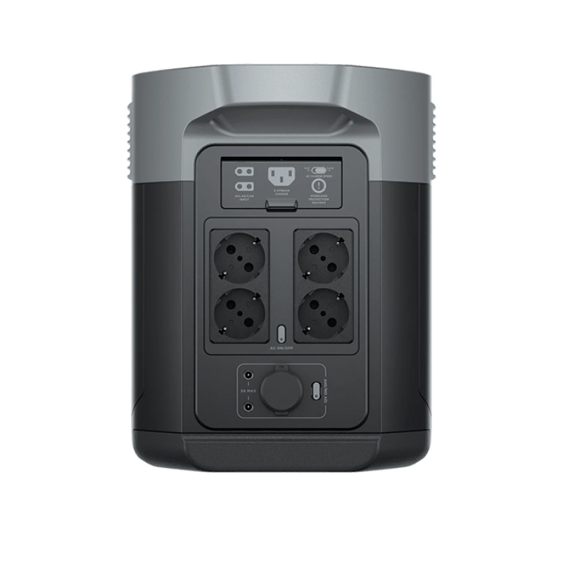 Station électrique portable EcoFlow DELTA 2 Max, capacité 2048Wh, batterie LFP 3 000 cycles, recharge rapide, puissance de sortie 3100 W, générateur solaire silencieux, pour la maison/camping/voyages