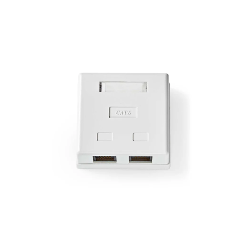 Prise Mural RJ45 UTP - Apparent - 2 Ports - Boîte murale réseau - Montage en surface - 2-Port port(s) - UTP CAT6 - Droit - Femelle - Plaqué or - PVC - Blanc