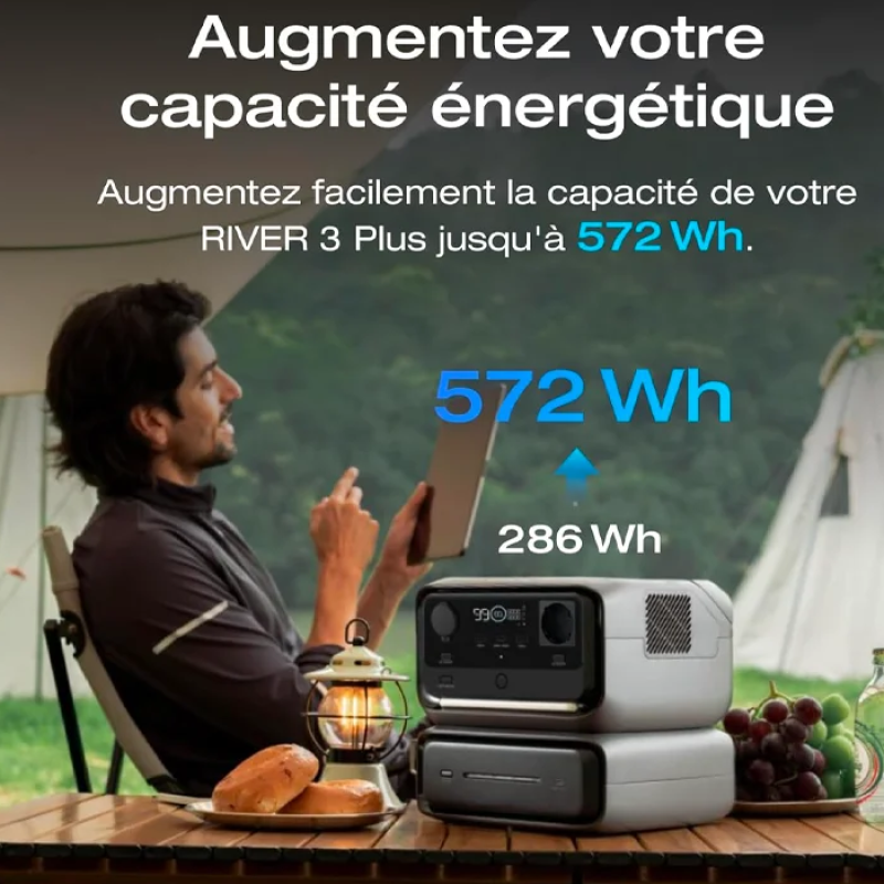 EcoFlow River 3 Max (River 3 Plus & EB300) Station d'alimentation Portable, Batterie LFP 572 Wh, Sortie 1200 W, UPS < 10 ms, Connexion sans Fil, générateur Solaire pour Camping et Camping-Car
