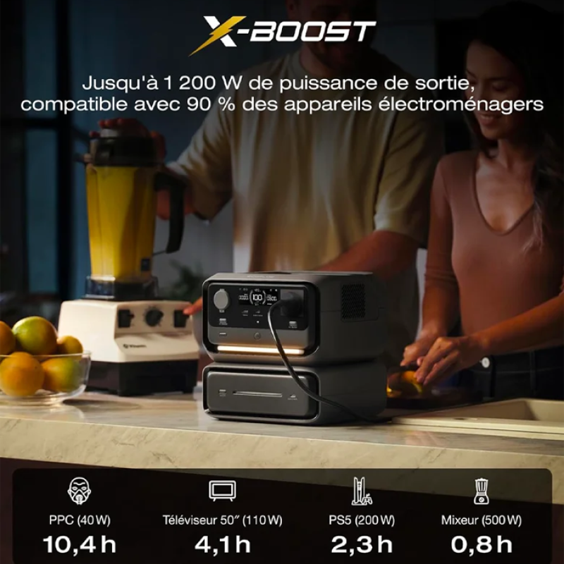 EcoFlow River 3 Max (River 3 Plus & EB300) Station d'alimentation Portable, Batterie LFP 572 Wh, Sortie 1200 W, UPS < 10 ms, Connexion sans Fil, générateur Solaire pour Camping et Camping-Car