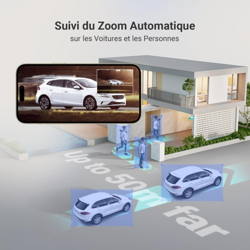 EZVIZ H80f Caméra Surveillance WiFi Extérieure 4K à Double Objectif, Colorfull Vision Nocture, Détection de Personnes/Véhicules, Zoom et Suivi automatiques, Défense Active, Audio Bidirectionnel