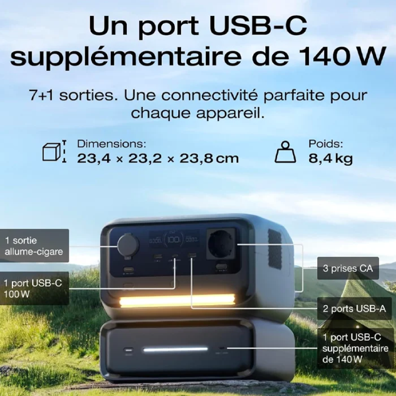 EcoFlow River 3 Max (River 3 Plus & EB300) Station d'alimentation Portable, Batterie LFP 572 Wh, Sortie 1200 W, UPS < 10 ms, Connexion sans Fil, générateur Solaire pour Camping et Camping-Car