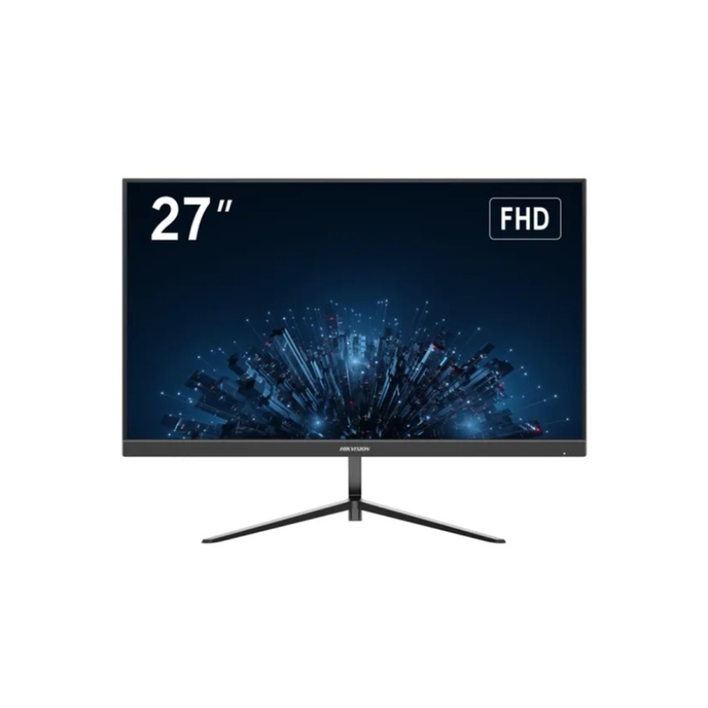 HIKVISION DS-D5027F3-2P2 -Moniteur couleur. Technologie IPS, écran ultra-large avec un angle de vision de 178°. Affichage LVDS FHD 8 bits (1920 × 1080). Fréquence de rafraîchissement de 100 Hz pour une vidéo plus fluide et plus réaliste