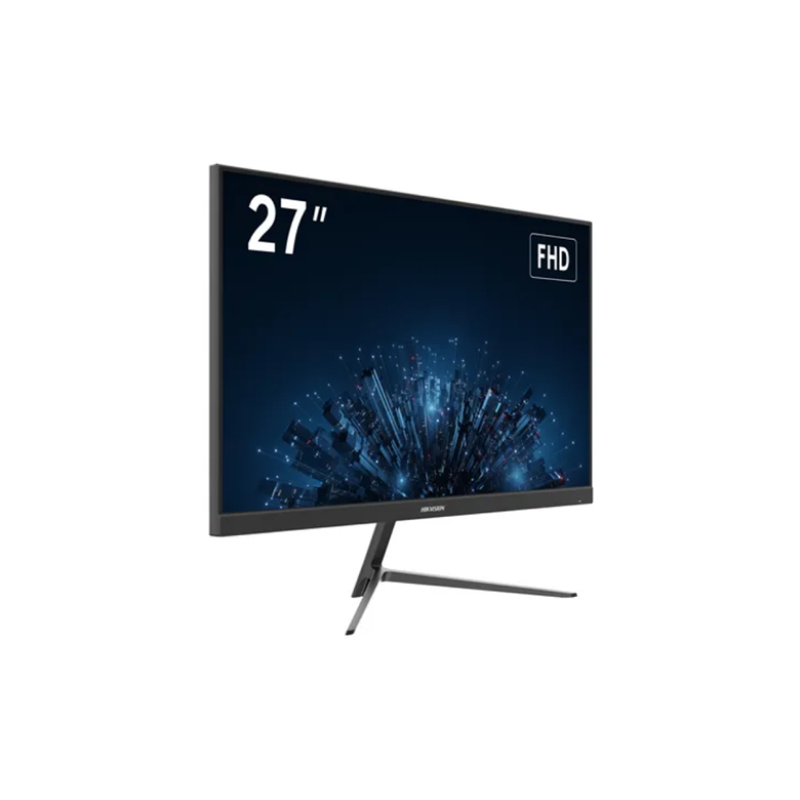 HIKVISION DS-D5027F3-2P2 -Moniteur couleur. Technologie IPS, écran ultra-large avec un angle de vision de 178°. Affichage LVDS FHD 8 bits (1920 × 1080). Fréquence de rafraîchissement de 100 Hz pour une vidéo plus fluide et plus réaliste
