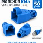 Manchon connecteur rj45 - Cache Connecteur RJ45 - BLEU- 50 pièces