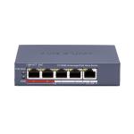 Hikvision DS-3E0105P-E/M(C) - Switch PoE 5 Ports Fast Ethernet (4 Ports PoE 35W + 1 Uplink RJ45) - Transmission Longue Portée 250m - Port Prioritaire VIP - Protection 6kV Boîtier Métal - Vidéosurveillance Pro