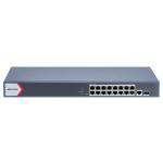 Hikvision DS-3E1518P-EI/M - Switch PoE Gigabit Smart Managed 18 Ports (16 Ports PoE 130W + 1 Uplink RJ45 + 1 SFP Fibre) - Admin Cloud & Watchdog PoE - Transmission Longue Portée 300m - Protection 6kV - Réseau Vidéosurveillance Pro