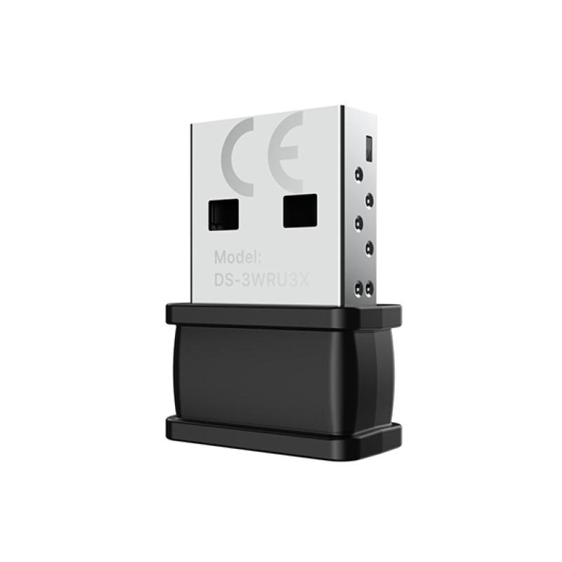 Hikvision DS-3WRU3X - Clé USB Wi-Fi 6 AX1800 Bi-Bande (1201 Mbps 5GHz + 574 Mbps 2.4GHz) - Interface USB 3.0 High-Speed - Sécurité WPA3 - Antenne Fort Gain - Adaptateur Sans Fil PC & PC Portable
