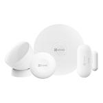 EZVIZ CS-Tx/A3 - Kit Système d'Alarme Sans Fil 4 Pièces - Hub Zigbee A3 - Détecteur de Mouvement PIR & Ouverture Portes - Bouton SOS - Notifications Push Smartphone - Compatible Caméras EZVIZ - Sécurité Maison Connectée Pro