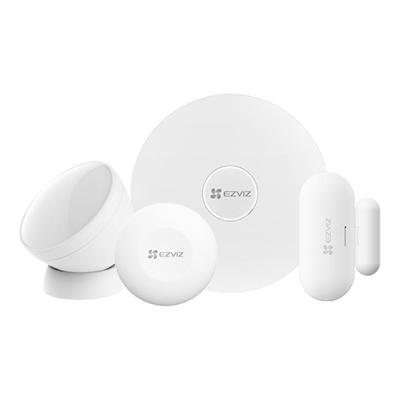EZVIZ CS-Tx/A3 - Kit Système d'Alarme Sans Fil 4 Pièces - Hub Zigbee A3 - Détecteur de Mouvement PIR & Ouverture Portes - Bouton SOS - Notifications Push Smartphone - Compatible Caméras EZVIZ - Sécurité Maison Connectée Pro