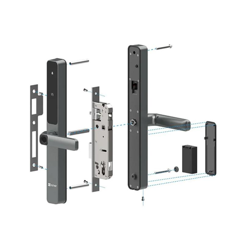 EZVIZ DL06 Pro - Serrure Connectée Biométrique Double Face - Double Scanner Empreinte Intérieur/Extérieur - Wi-Fi Direct - Code PIN, Carte RFID & Clé - Batterie Rechargeable - Sécurité Pro