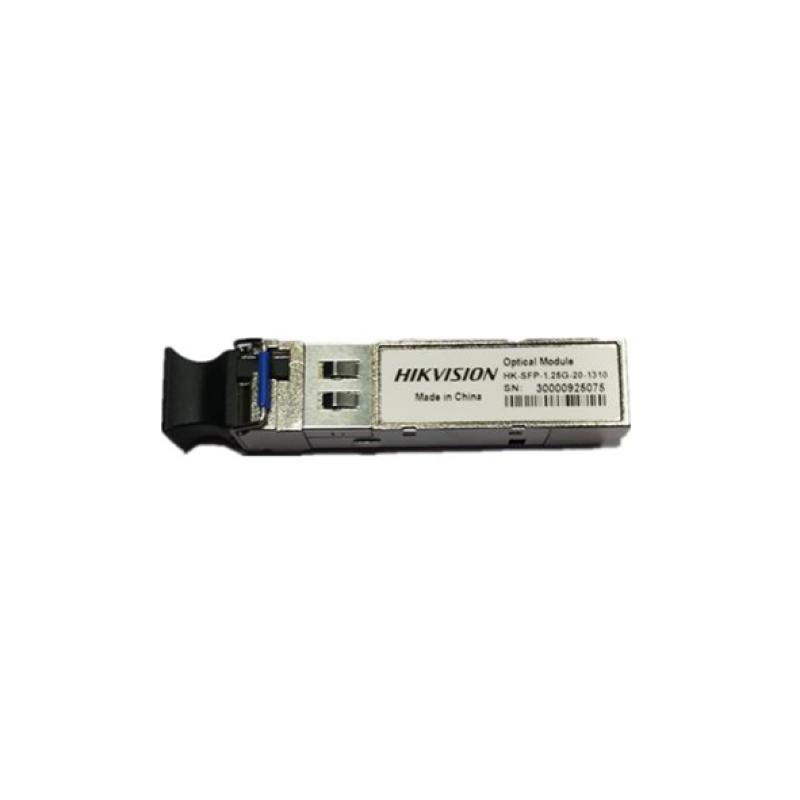 Hikvision HK-SFP-1.25G-20-1310 - Module Optique SFP Gigabit 1.25Gbps - Fibre Monomode Duplex LC 1310nm - Portée 20km - DDM/DOM Hot-Pluggable - Extension Réseau Vidéosurveillance Pro