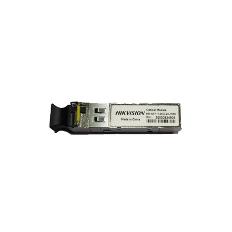 Hikvision HK-SFP-1.25G-20-1550 - Module Optique SFP Gigabit 1.25Gbps - Fibre Monomode Duplex LC 1550nm - Portée 20km - DDM/DOM Hot-Pluggable - Extension Réseau Vidéosurveillance Pro