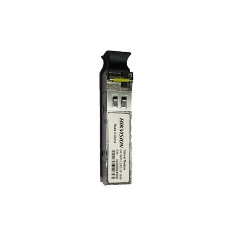 Hikvision HK-SFP-1.25G-20-1550 - Module Optique SFP Gigabit 1.25Gbps - Fibre Monomode Duplex LC 1550nm - Portée 20km - DDM/DOM Hot-Pluggable - Extension Réseau Vidéosurveillance Pro