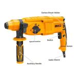 INGCO RGH9028 - Marteau Perforateur Burineur Filaire 800W SDS-Plus - Force 2.5J - Béton 26mm - Cadence 5300 cps/min - Mandrin Auto + 3 Forets + 2 Burins + Coffret Pro
