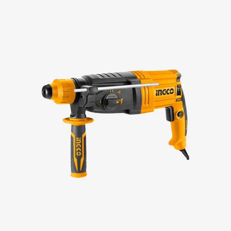 INGCO RGH9528 - Marteau Perforateur Burineur Filaire 950W SDS-Plus - Force 2.5J - Béton 28mm - Cadence 4670 cps/min - Mandrin Auto + 3 Forets + 2 Burins + Coffret Pro