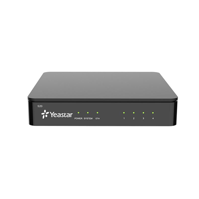 Yeastar S20 + 2 FXO - Standard Téléphonique IP-PBX Hybride (20 Utilisateurs / 10 Appels Simultanés - 2 Lignes Analogiques FXO Incluses) - SVI & Enregistrement - App Linkus - Téléphonie Entreprise Pro
