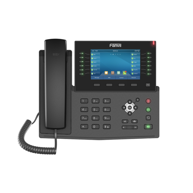 FANVIL X7C - Téléphone IP POE haut de gamme / Dual Port Gigabit - interphone vidéo pour maison et bâtiment - touche pour ouverture de porte - Wifi via Dongle Wifi - Bluetooth -60 touche DSS programmable - 20 Lignes SIP - Audioconférence à 3