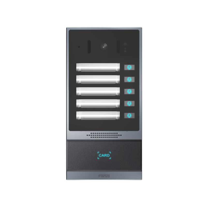 FANVIL i63 | Platine de rue pour immeuble 5 portes| Portier IP pour système visiophone / interphone| Lecteur de carte RFID