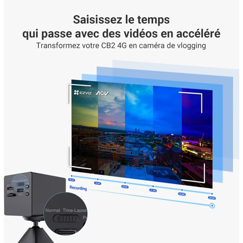 EZVIZ 2K 4G Caméra intérieure sans Fil +Batterie Externe, Mode AOV, Détection de Personne, Carte SD jusqu'à 512 Go (non incluse), Vidéo Time-lapse, Audio Bidirectionnel, design compacte, CB2 Kit Blanc