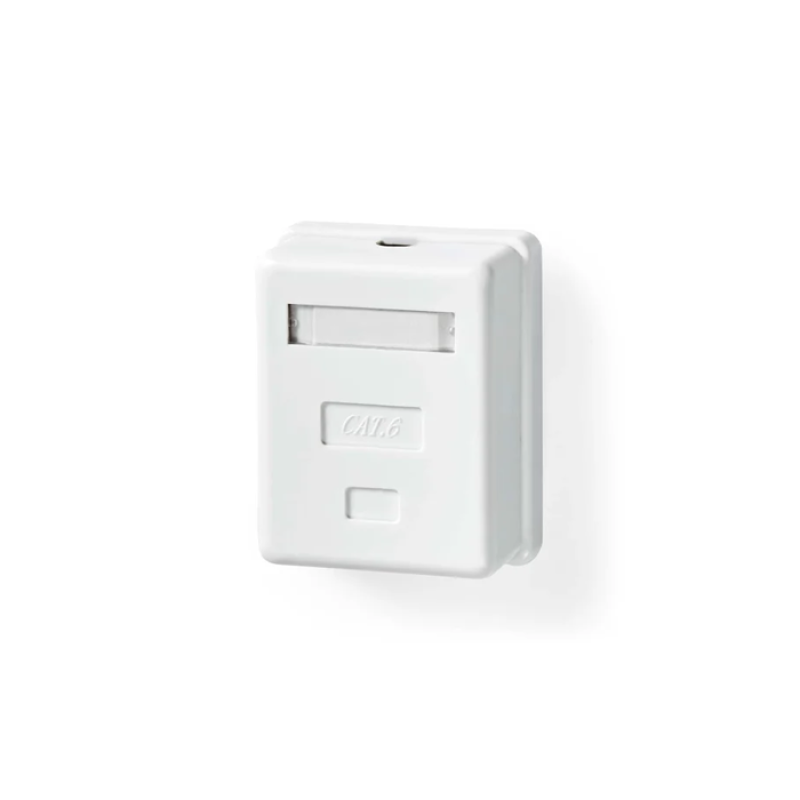 Prise Mural RJ45 UTP - Apparent - 1 Port - Boîte murale réseau Montage en surface - 1-Port port(s) - UTP CAT6 - Droit Femelle - Plaqué or - ABS - Blanc