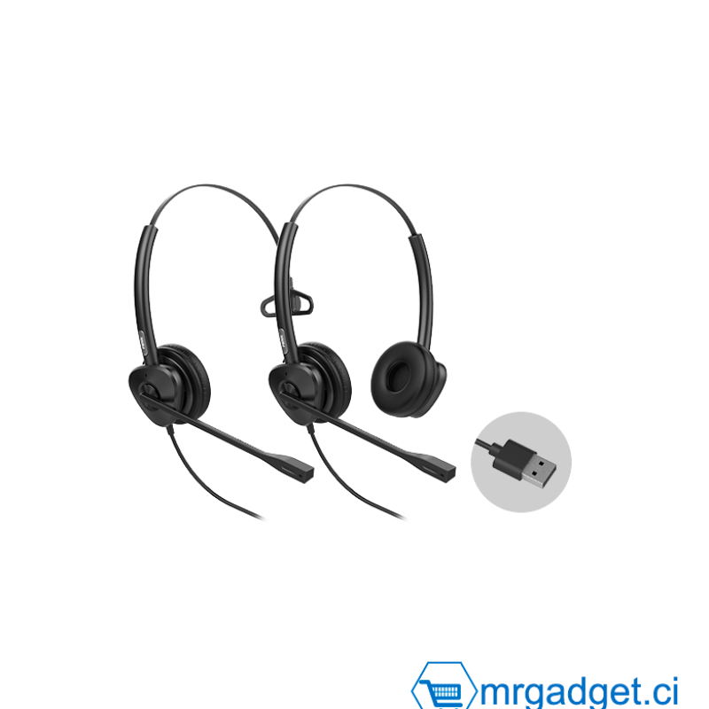 FANVIL HT302 - Casque Filaire Call Center - interface RJ9 (compatible téléphone IP)