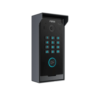 Fanvil i60K, interphone vidéo IP pour grand bâtiment avec clavier numérique et lecteur de carte, écran rétroéclairé, noir, Supporte plus de 1000 postes de téléphones et/ou moniteurs