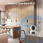 EZVIZ H7C - Caméra Wi-Fi panoramique et inclinable à double objectif Résolution d'objectif double 2K | Bouton d'appel de panique bidirectionnel | Détection humaine IA | Vue panoramique | Vision nocturne couleur