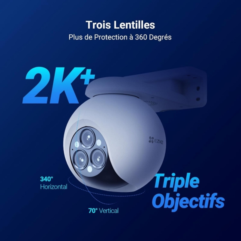 EZVIZ H80f Caméra Surveillance WiFi Extérieure 4K à Double Objectif, Colorfull Vision Nocture, Détection de Personnes/Véhicules, Zoom et Suivi automatiques, Défense Active, Audio Bidirectionnel
