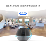 EZVIZ E6 (5W2F, 4mm) 5MP, Caméra de sécurité , Caméra pour domicile intelligent, Vue panoramique 360 - Wi-Fi à bande double 2,4 et 5 GHz , Prise en charge de carte microSD (jusqu’à 512 Go)