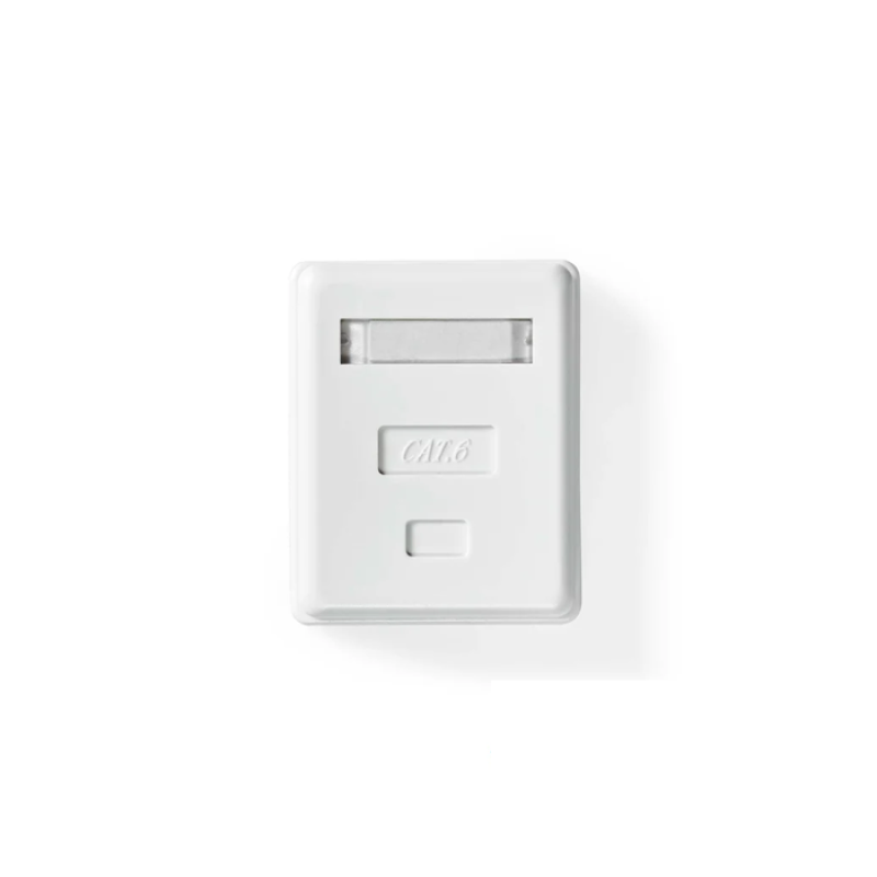 Prise Mural RJ45 UTP - Apparent - 1 Port - Boîte murale réseau Montage en surface - 1-Port port(s) - UTP CAT6 - Droit Femelle - Plaqué or - ABS - Blanc
