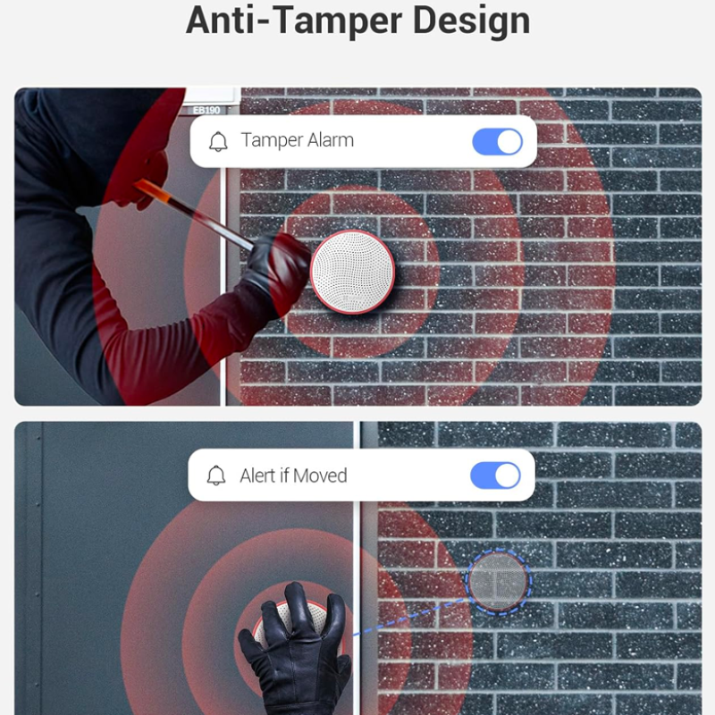 Alarme sirène extérieure EZVIZ T9C, son 90~105 dB, durée 5-180 s, installation filaire/sans fil, durée de vie de la batterie 8 ans, alarme anti-sabotage/anti-mouvement, nécessite la passerelle domestique EZVIZ A3 pour les alertes APP instantanées