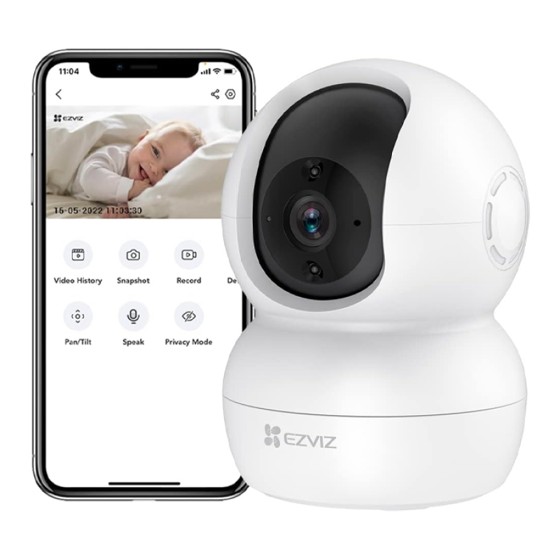 EZVIZ TY2 Caméra de Surveillance IP Wi-FI FHD 1080P rotative PTZ 360.Vision Nocturne Suivi Intelligent. Compatible avec Alexa Blanche