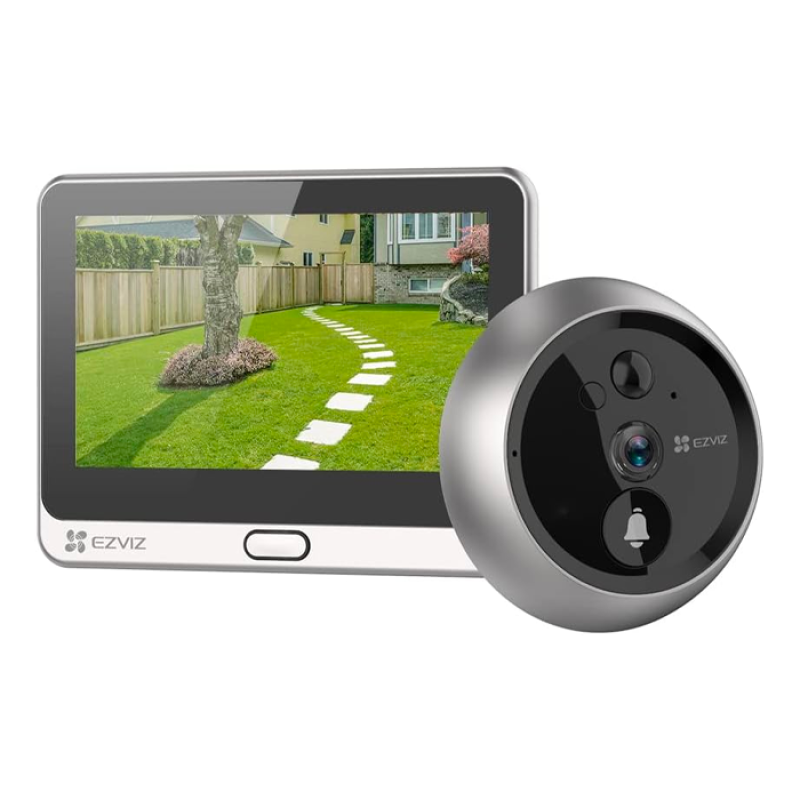 EZVIZ DP2C 1080P Judas Numérique, Visiophone Connecté Interphone Vidéo, Caméra avec 4.3 Pouces Moniteur sur Batterie 4600mAh, PIR Motion Detection, Audio Bidirectionnel, 5m Vision Nocturne