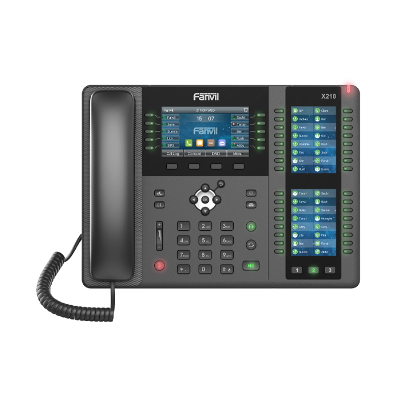 FANVIL X210 - Téléphone IP POE haut de gamme - interphone vidéo pour maison et bâtiment - touche pour ouverture de porte - Bluetooth / Wi-Fi - 106 touche DSS programmable - 20 Lignes SIP - Audioconférence à 3 participants