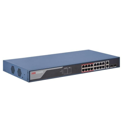 HIKVISION DS-3E1318P-EI(O-STD) - Switch 16 Ports POE - Smart Managed(Gestion intelligente) - 2 Ports Gigabit - PoE longue portée : 300m