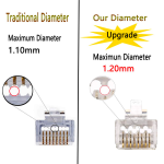 Réseau Connecteur RJ45 CAT6 Passe trou - facile à sertir - Ethernet Plaqué Or Fiche Réseau pour CAT6 Option de câble, lot de 100 pièces