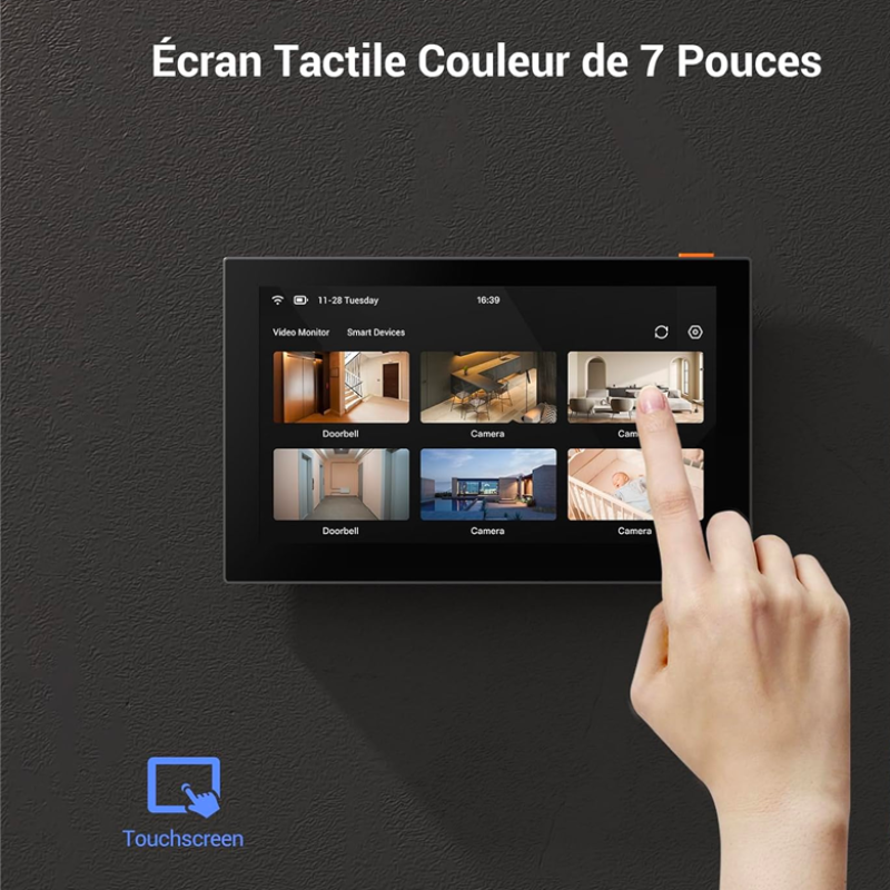 EZVIZ SD7 Écran Mobile sans Fil pour Visiophone Connecté HP7 CP7, Judas Numérique CP4, Sonnette Connectée DB2 et Caméra de Surveillance, Écran Tactile Couleur 7" sur Batterie 4600 mAh,Vue en Direct