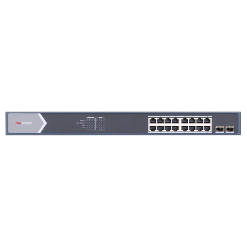 HIKVISION DS-3E0518P-E/M(O-STD) - Switch 16 Ports Gigabit POE Unmanaged (Gestion intelligente) - 2 Port Gigabit Fibre Optique SFP