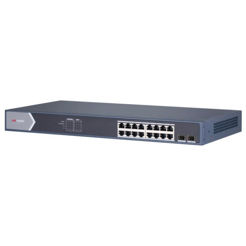 HIKVISION DS-3E0518P-E/M(O-STD) - Switch 16 Ports Gigabit POE Unmanaged (Gestion intelligente) - 2 Port Gigabit Fibre Optique SFP