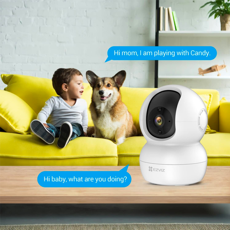 EZVIZ TY2 Caméra de Surveillance IP Wi-FI FHD 1080P rotative PTZ 360.Vision Nocturne Suivi Intelligent. Compatible avec Alexa Blanche