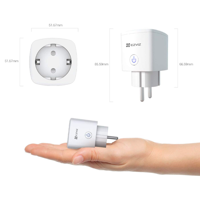 EZVIZ T30-10B EU PLUG Prise Connectée WiFi, Smart Plug avec Mesure Consommation, Commande vocale avec Amazon Alexa et Google home , Contrôler par Smartphone, aucun Hub Requis